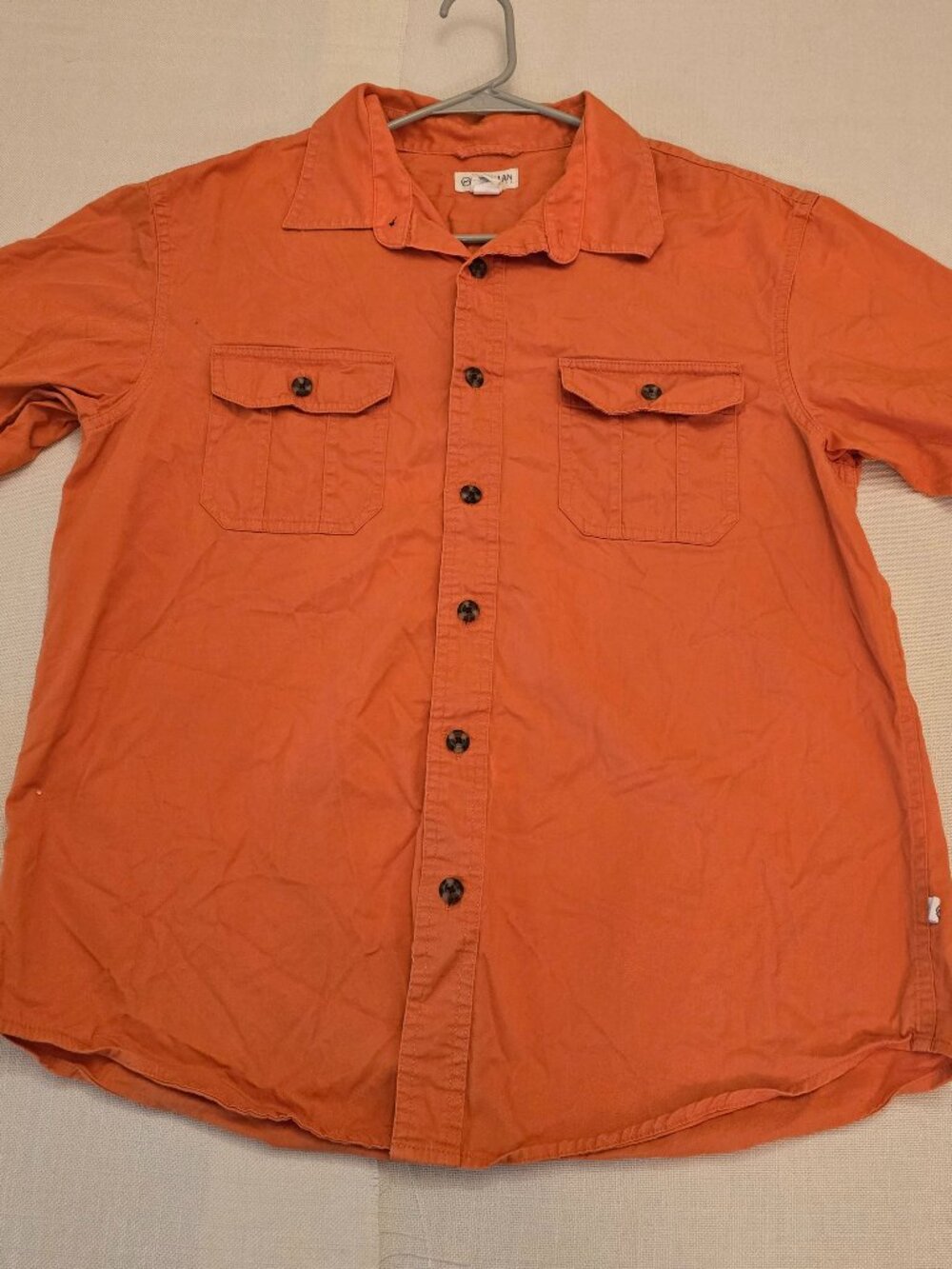 Magellan orange utility short sleeve camp shirt